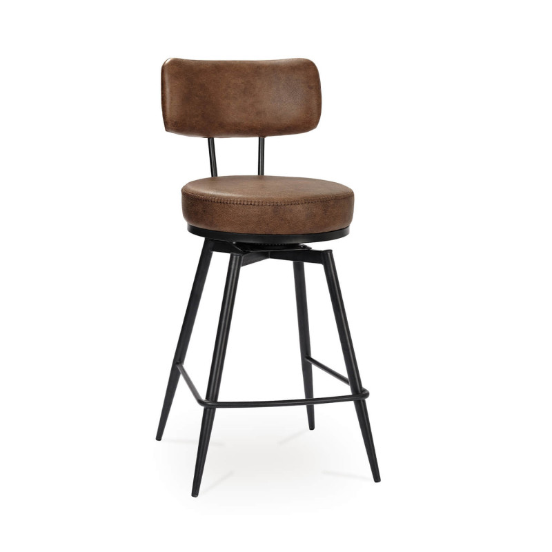 TABOURET ROND SNACK EN SMILICUIR PIVOTANT RONDA