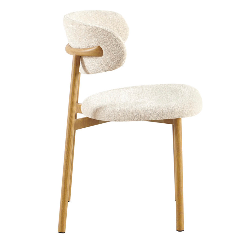 CHAISE SCANDINAVE TISSU ET BOIS COCO noyer et taupe