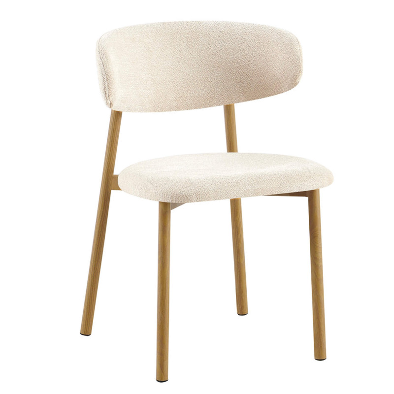 CHAISE SCANDINAVE TISSU ET BOIS COCO noyer et taupe