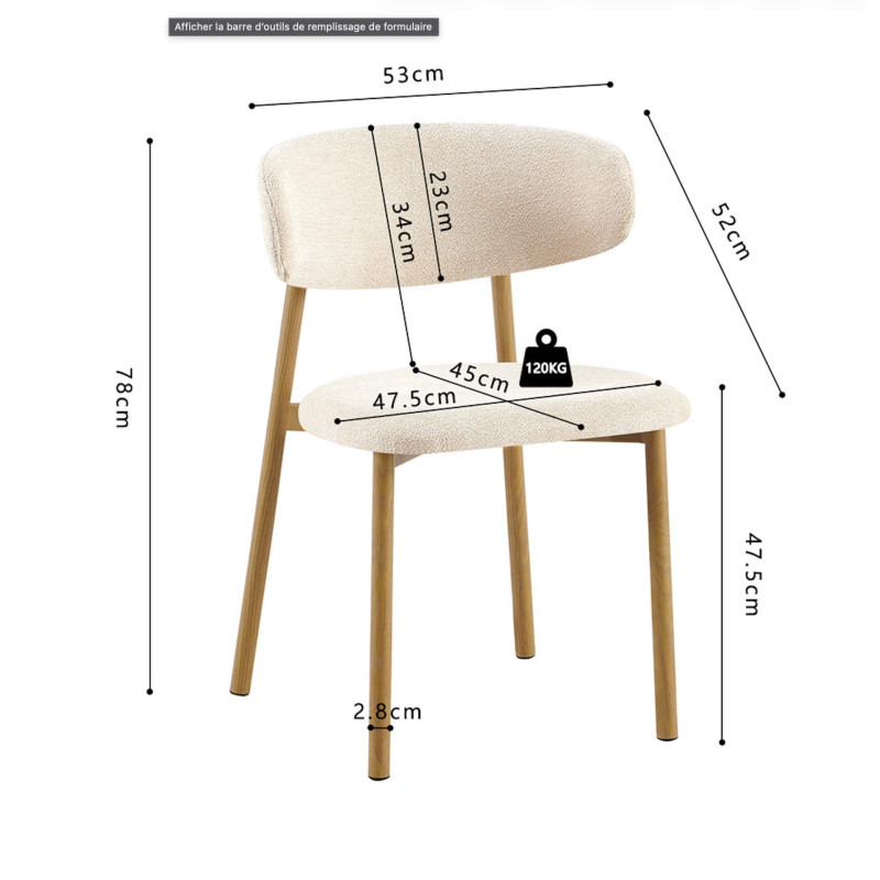 Chaise Scandinave Tissu et Bois COCO - Le Chaisier