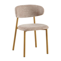 CHAISE SCANDINAVE TISSU ET BOIS COCO noyer et taupe