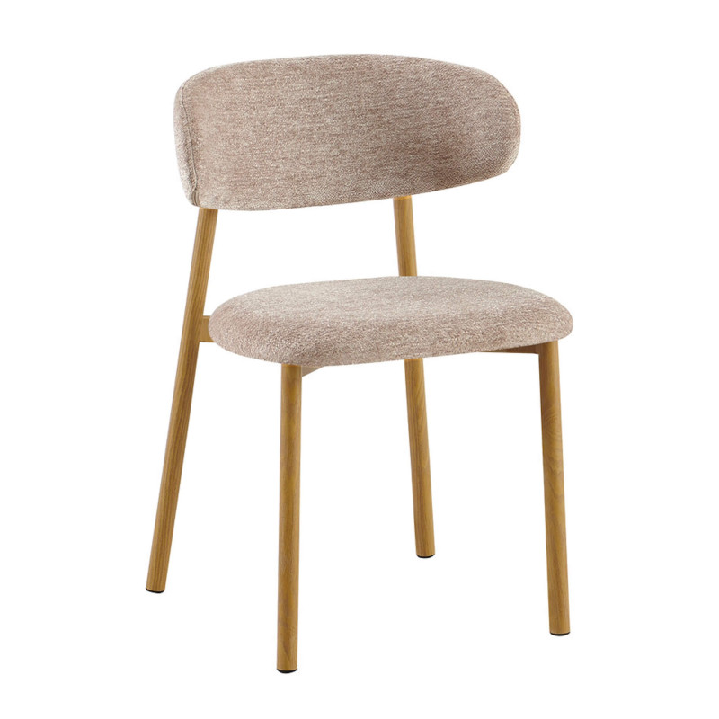CHAISE SCANDINAVE TISSU ET BOIS COCO noyer et taupe