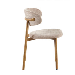 CHAISE SCANDINAVE TISSU ET BOIS COCO noyer et taupe