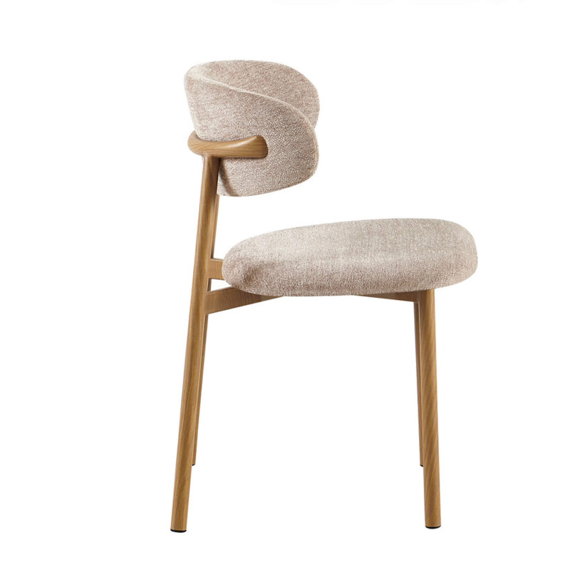 CHAISE SCANDINAVE TISSU ET BOIS COCO noyer et taupe