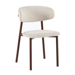 CHAISE SCANDINAVE TISSU ET BOIS COCO noyer et taupe