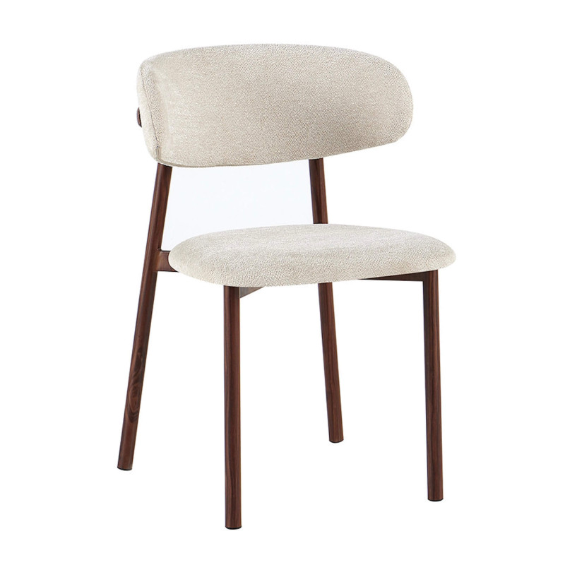 CHAISE SCANDINAVE TISSU ET BOIS COCO noyer et taupe