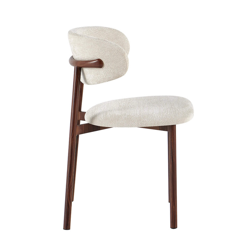 CHAISE SCANDINAVE TISSU ET BOIS COCO noyer et taupe