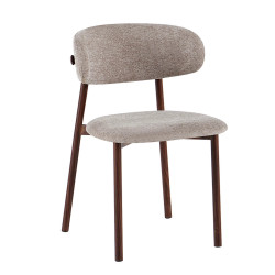 CHAISE SCANDINAVE TISSU ET BOIS COCO noyer et taupe