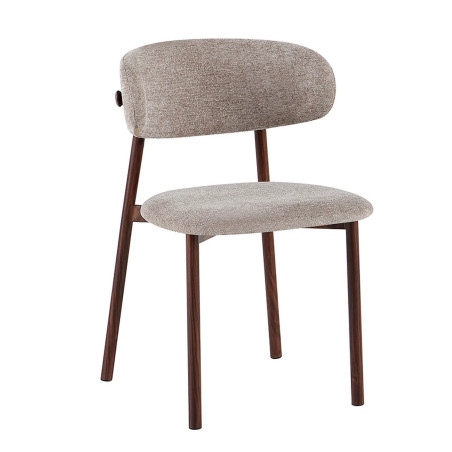 CHAISE SCANDINAVE TISSU ET BOIS COCO noyer et taupe