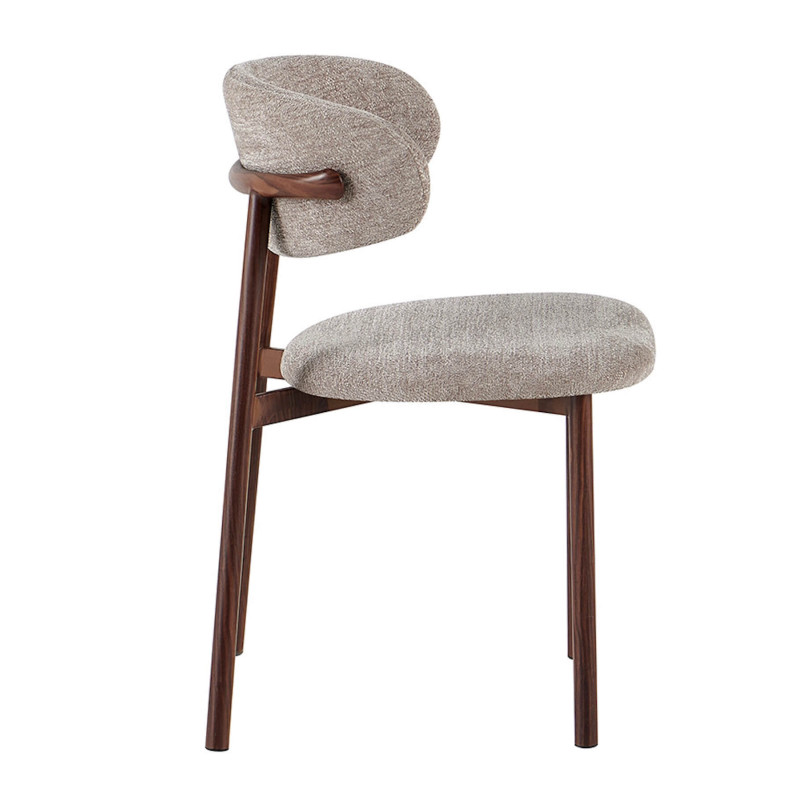 CHAISE SCANDINAVE TISSU ET BOIS COCO noyer et taupe