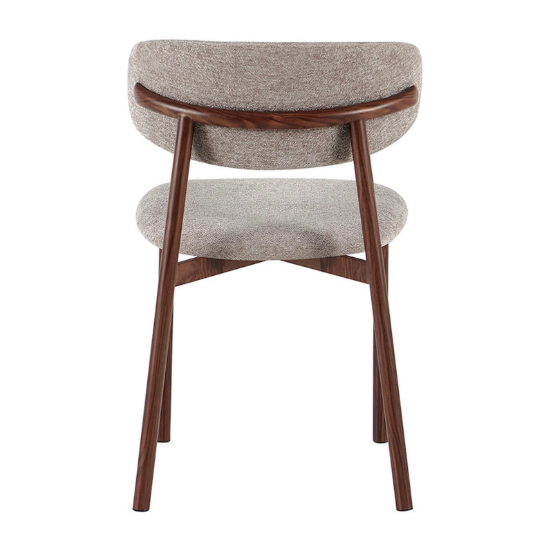 CHAISE SCANDINAVE TISSU ET BOIS COCO noyer et taupe