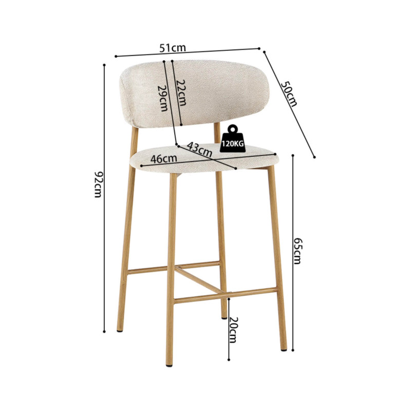 CHAISE D'ÎLOT SCANDINAVE TISSU ET BOIS COCO