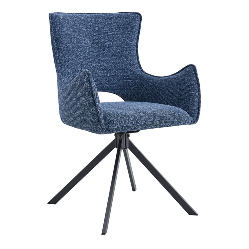 FAUTEUIL DE SALLE À MANGER EN TISSU PIVOTANT BILLY BLEU