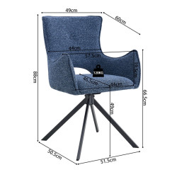 FAUTEUIL DE SALLE À MANGER EN TISSU PIVOTANT BILLY BLEU