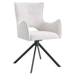 FAUTEUIL DE SALLE À MANGER EN TISSU PIVOTANT BILLY ECRU