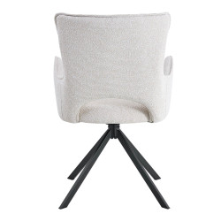 FAUTEUIL DE SALLE À MANGER EN TISSU PIVOTANT BILLY ECRU