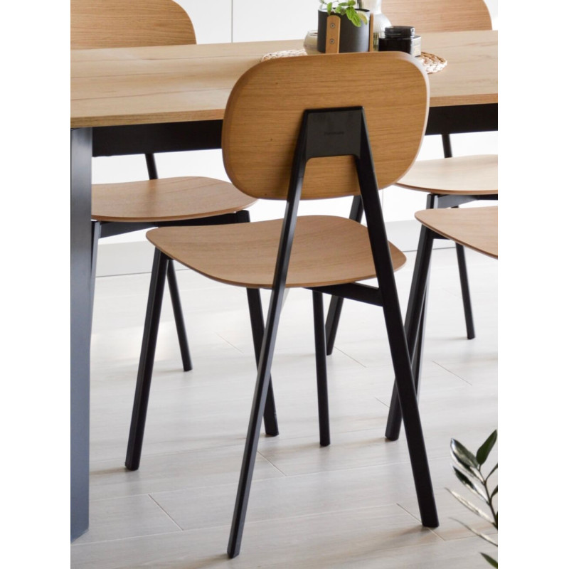 CHAISE CONTEMPORAINE EN BOIS ET MÉTAL TATA