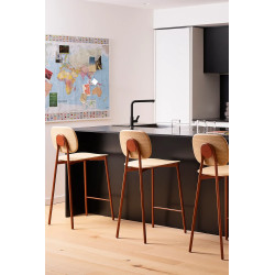 TABOURET CONTEMPORAIN EN BOIS ET MÉTAL TATA YOUNG BOIS