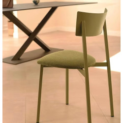 CHAISE DE CUISINE FRANÇAISE EN MÉTAL ET SIMILI CUIR ANÉMONE