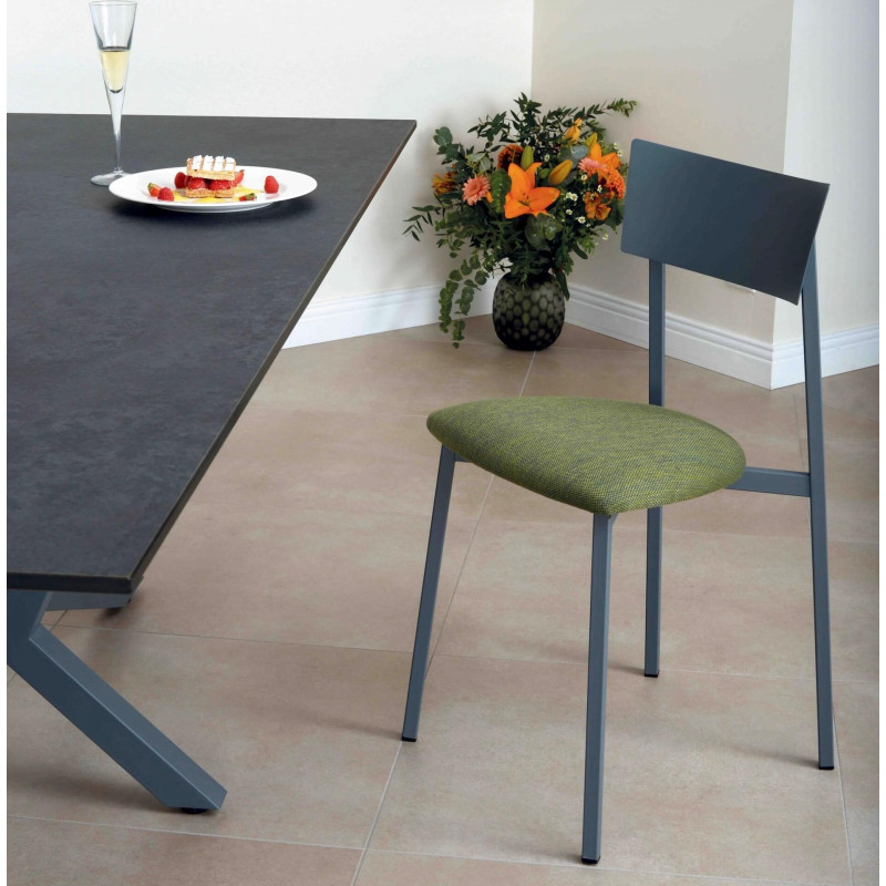 CHAISE DE CUISINE FRANÇAISE EN MÉTAL ET SIMILI CUIR ANÉMONE