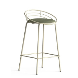 TABOURET DESIGN DOSSIER BAS EN MÉTAL YAËL ASSISE GARNIE