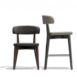 TABOURET SNACK CONTEMPORAIN SIREN SIMILI CUIR ET BOIS