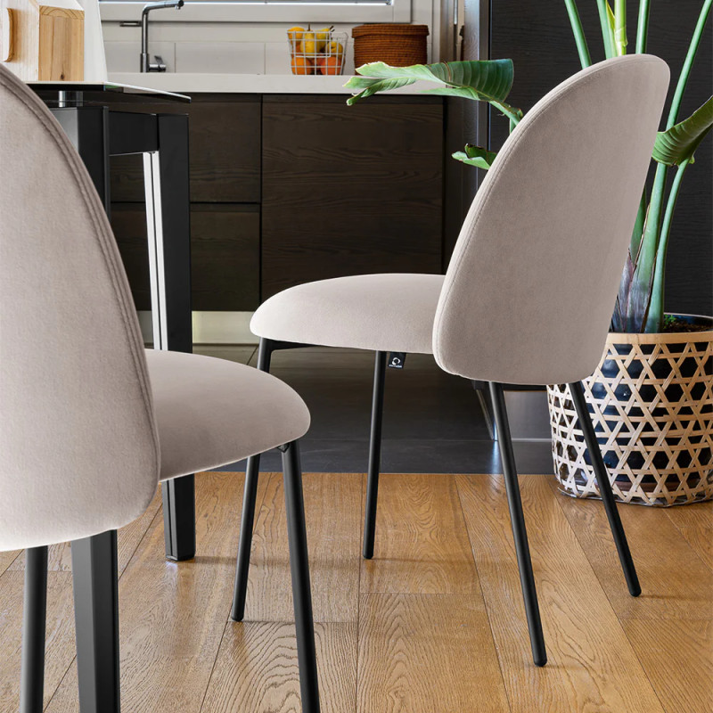 Chaise Contemporaine Ronde en Tissu et Velours TUKA - Le Chaisier