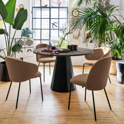 FAUTEUIL CONTEMPORAIN ROND EN VELOURS ET TISSU TUKA