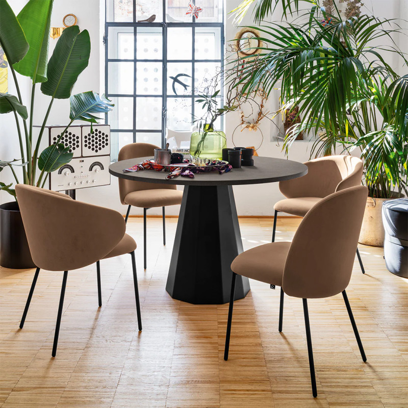 FAUTEUIL CONTEMPORAIN ROND EN VELOURS ET TISSU TUKA