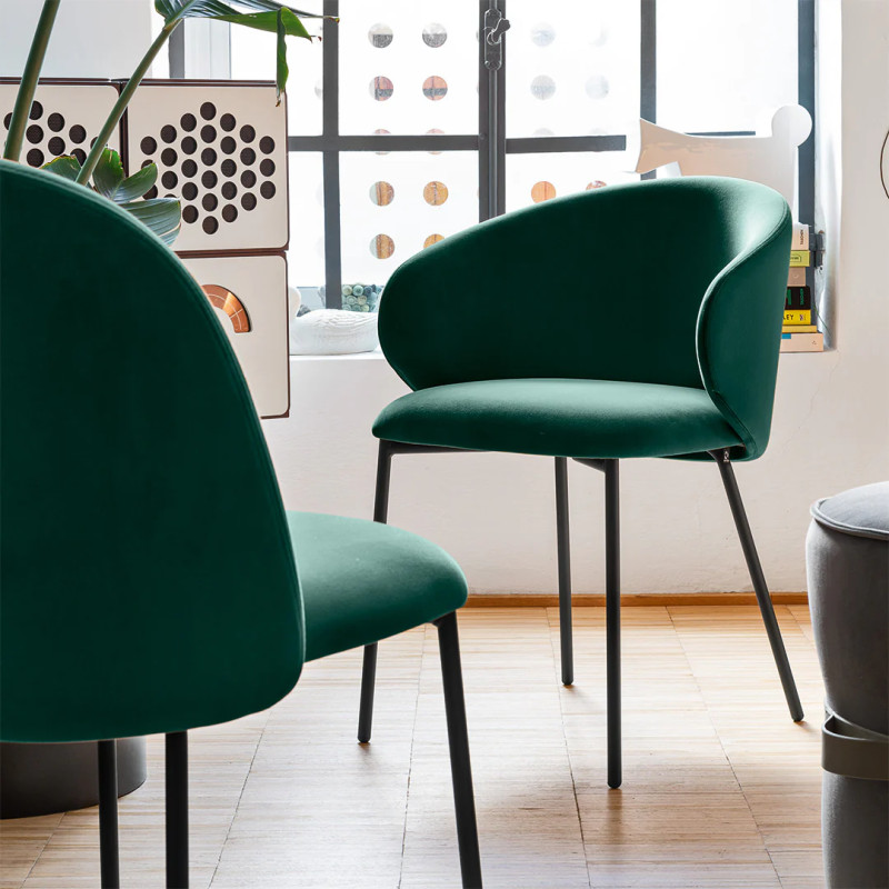 FAUTEUIL CONTEMPORAIN ROND EN VELOURS ET TISSU TUKA