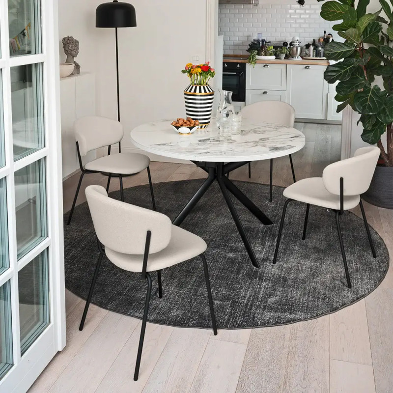 TABLE CONTEMPORAINE GIOVE RONDE OU OVALE CERAMIQUE PIED CENTRAL