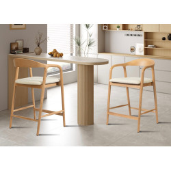 CHAISE D'ÎLOT SCANDINAVE CLAIRE EN BOIS ET TISSU