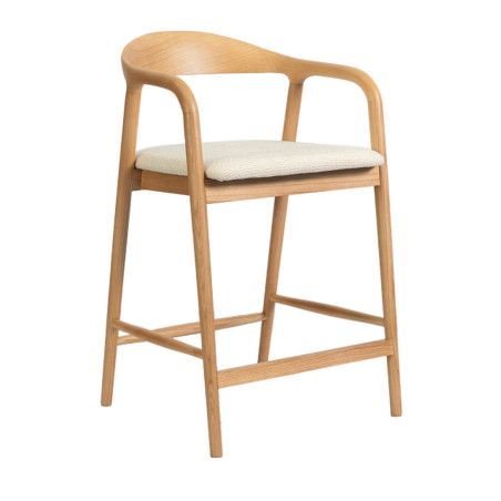 CHAISE D'ÎLOT SCANDINAVE CLAIRE EN BOIS ET TISSU
