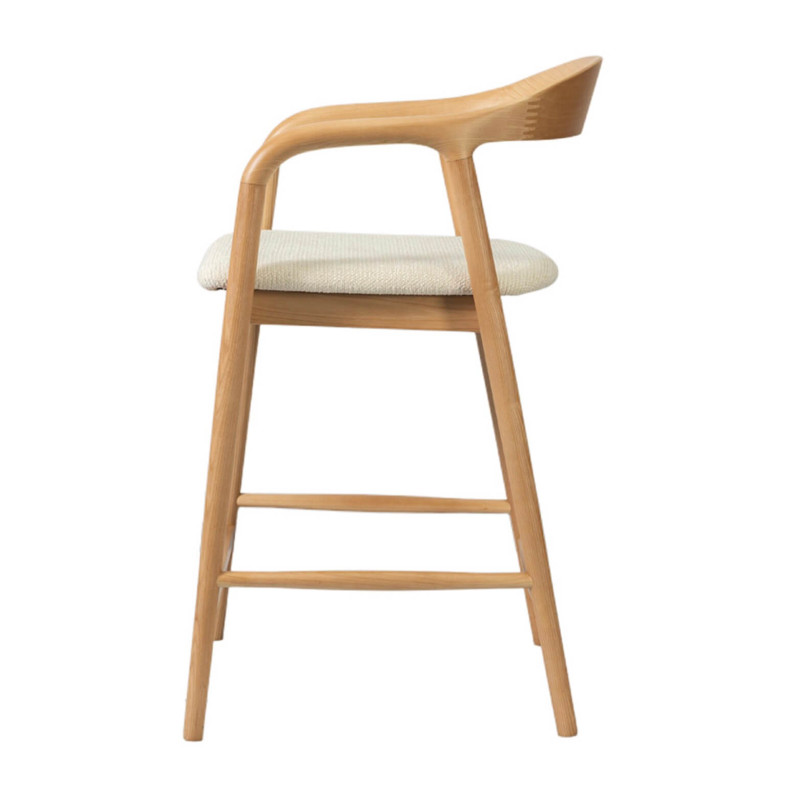 CHAISE D'ÎLOT SCANDINAVE CLAIRE EN BOIS ET TISSU
