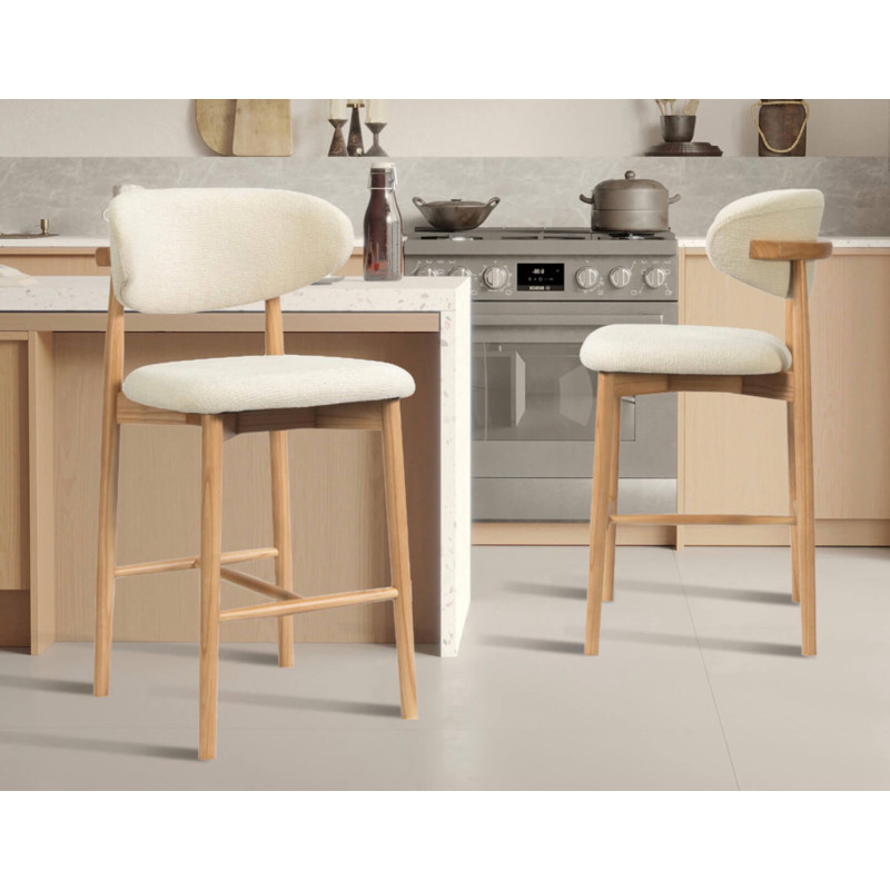 CHAISE D'ÎLOT EN CHÊNE ET TISSU SCANDINAVE CLARA