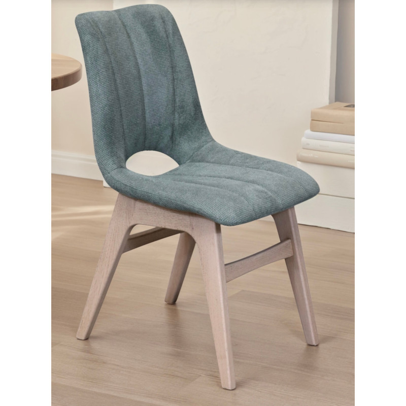 CHAISE FRANÇAISE EN BOIS DE CHÊNE ET TISSU ROMY