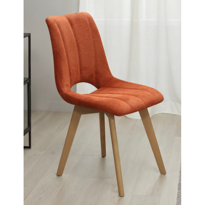 CHAISE FRANÇAISE EN BOIS DE CHÊNE ET TISSU CHIRO