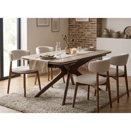 Table en Céramique Extensible Pieds Noyer MARITTA - Le Chaisier