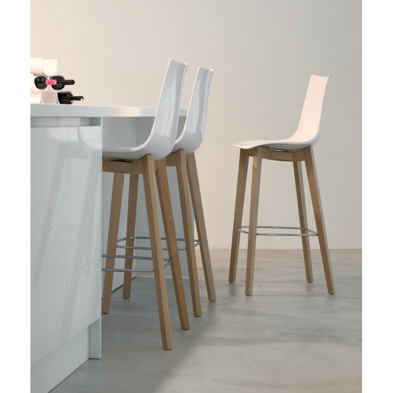 TABOURET D'ÎLOT EN BOIS ET PLEXIGLAS ZEBRA
