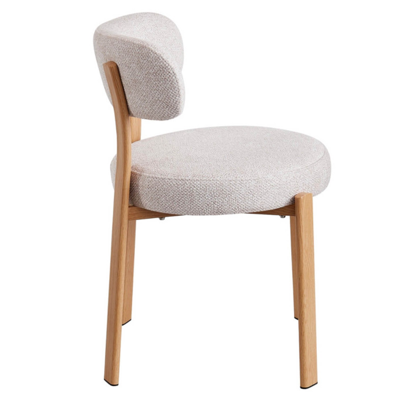 CHAISE RONDE JULIA CONTEMPORAINE EN TISSU ET MÉTAL IMITATION BOIS