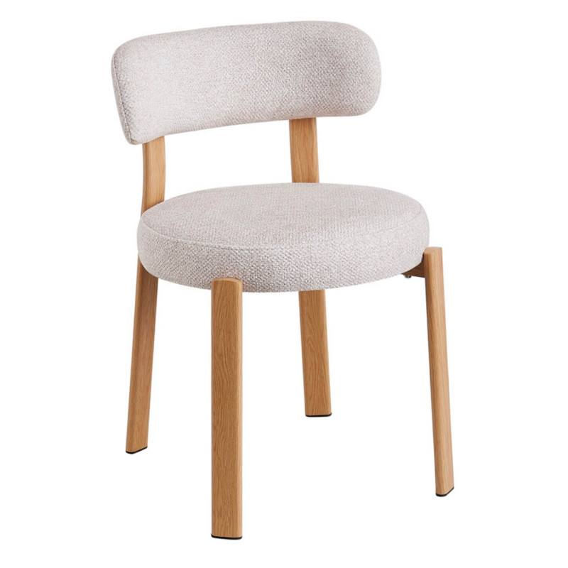 CHAISE RONDE JULIA CONTEMPORAINE EN TISSU ET MÉTAL IMITATION BOIS