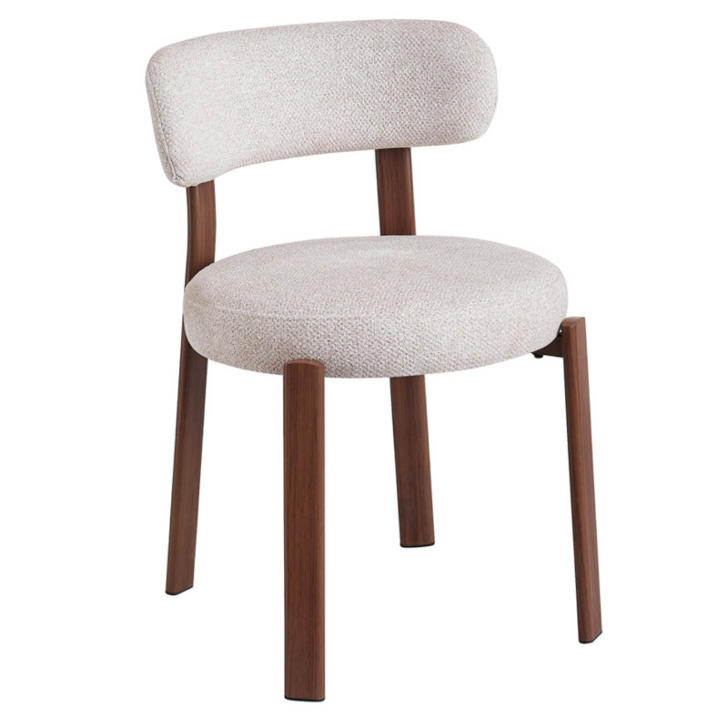 CHAISE RONDE JULIA CONTEMPORAINE EN TISSU ET MÉTAL IMITATION BOIS