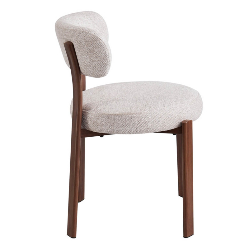 CHAISE RONDE JULIA CONTEMPORAINE EN TISSU ET MÉTAL IMITATION BOIS