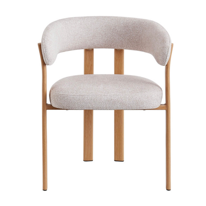 FAUTEUIL ROND JULIA CONTEMPORAIN EN TISSU ET MÉTAL IMITATION BOIS