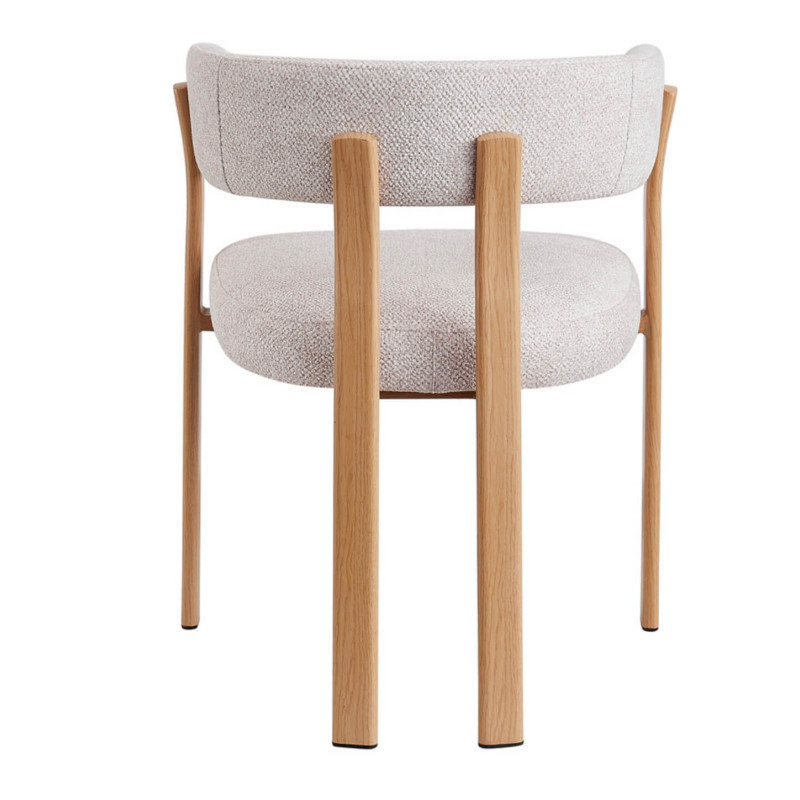 FAUTEUIL ROND JULIA CONTEMPORAIN EN TISSU ET MÉTAL IMITATION BOIS