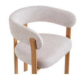 FAUTEUIL ROND JULIA CONTEMPORAIN EN TISSU ET MÉTAL IMITATION BOIS
