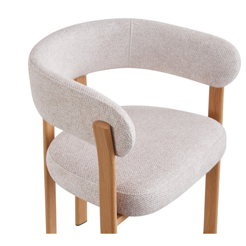 FAUTEUIL ROND JULIA CONTEMPORAIN EN TISSU ET MÉTAL IMITATION BOIS