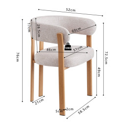 FAUTEUIL ROND JULIA CONTEMPORAIN EN TISSU ET MÉTAL IMITATION BOIS