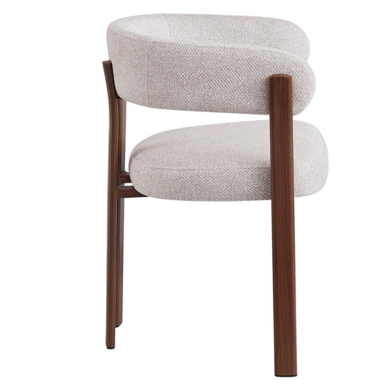FAUTEUIL ROND JULIA CONTEMPORAIN EN TISSU ET MÉTAL IMITATION BOIS