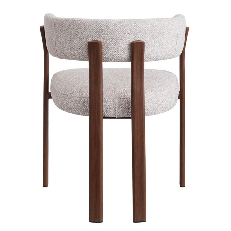 FAUTEUIL ROND JULIA CONTEMPORAIN EN TISSU ET MÉTAL IMITATION BOIS